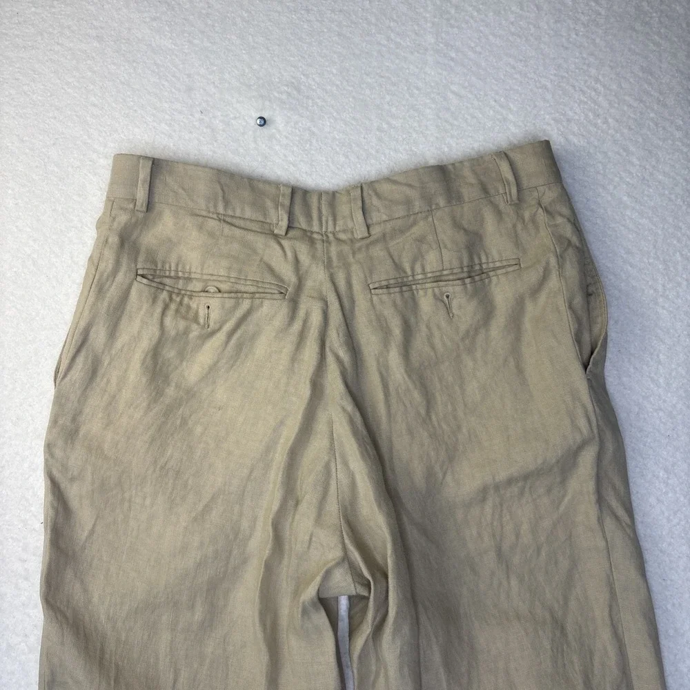 Polo Ralph Lauren Linen Pants Mens 32x32 Beige italy made Dress Trousers flax